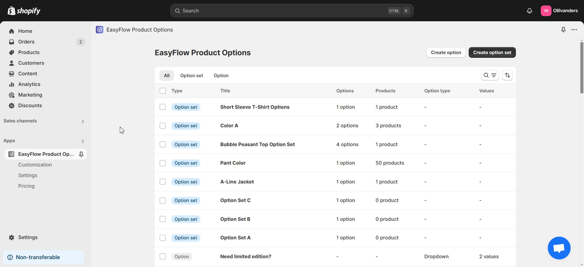 Step 1: Open Option Set where You Want to Set Rules