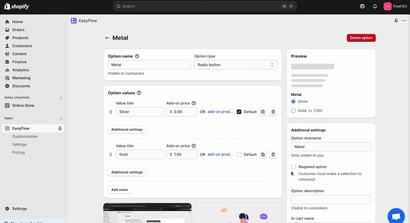 Product Options Required
