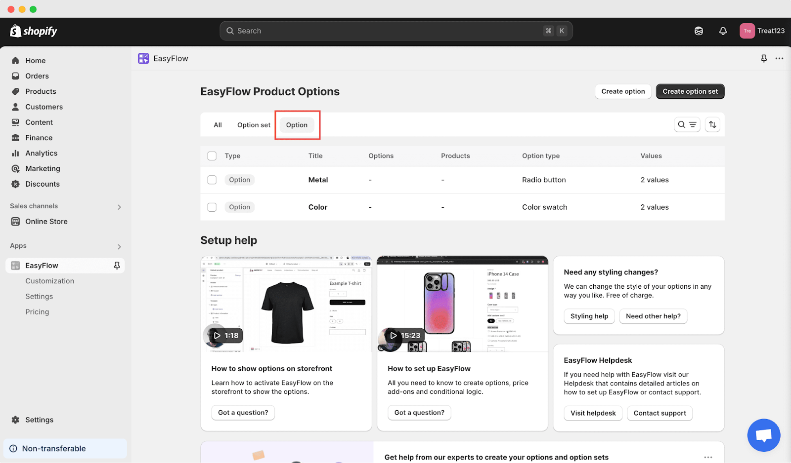 Product Options Required