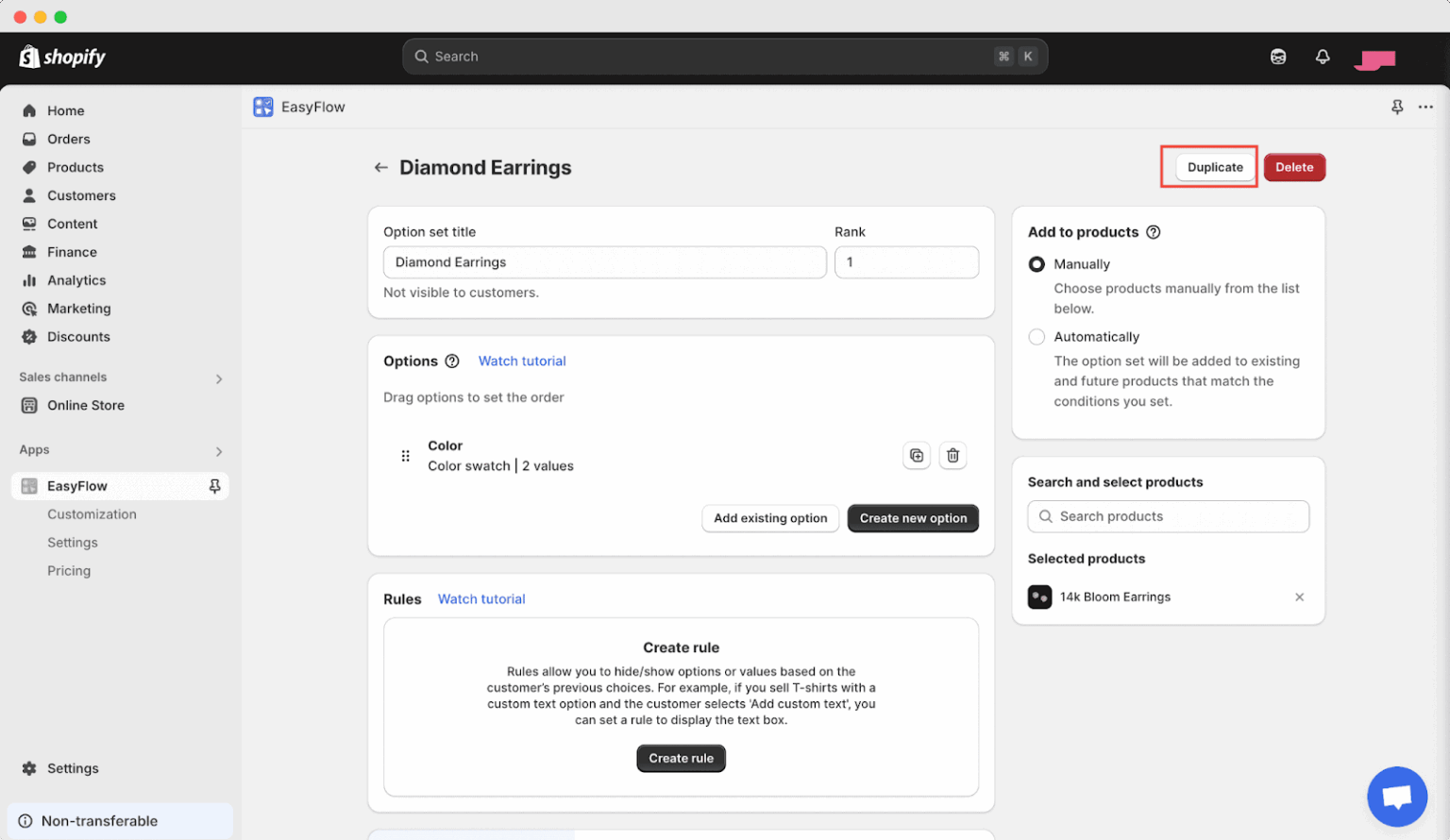 How to Duplicate Option Sets for Similar Products - EasyFlow