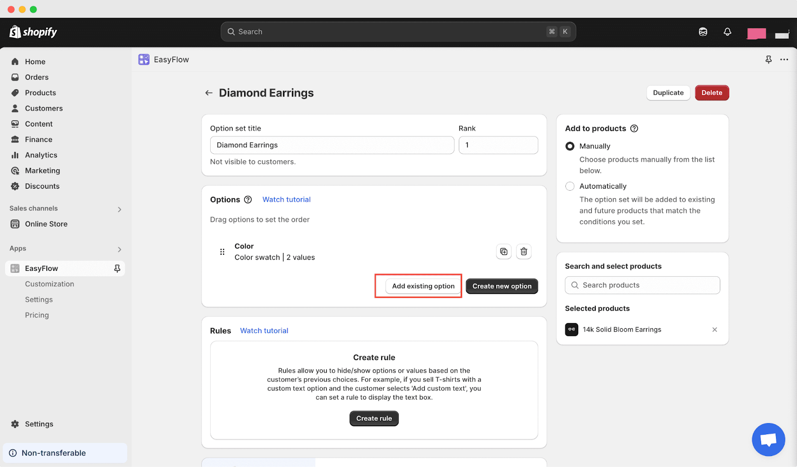 Duplicate Option Sets