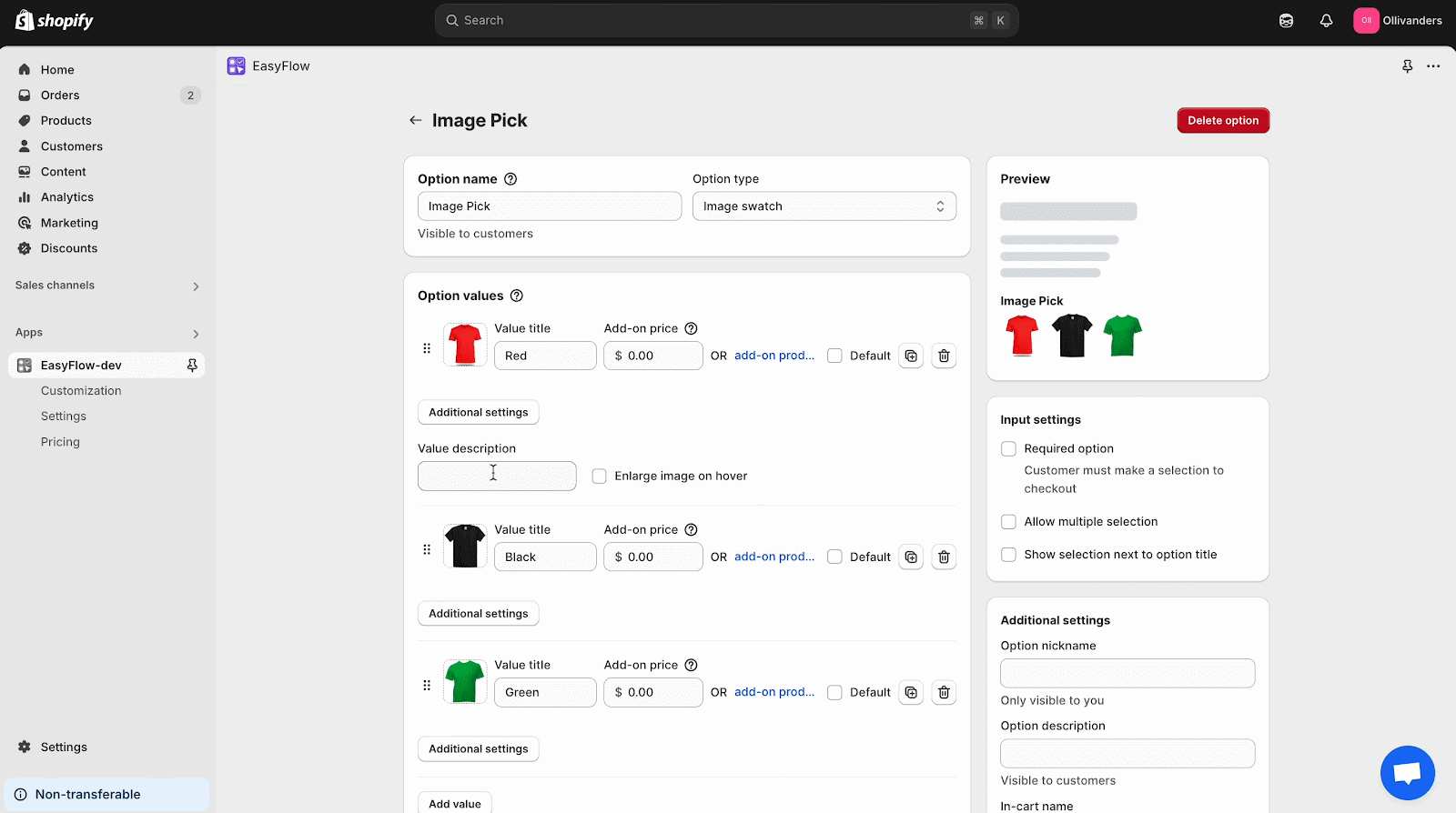 Step 3: Configure Additional Settings for Options and Values 2