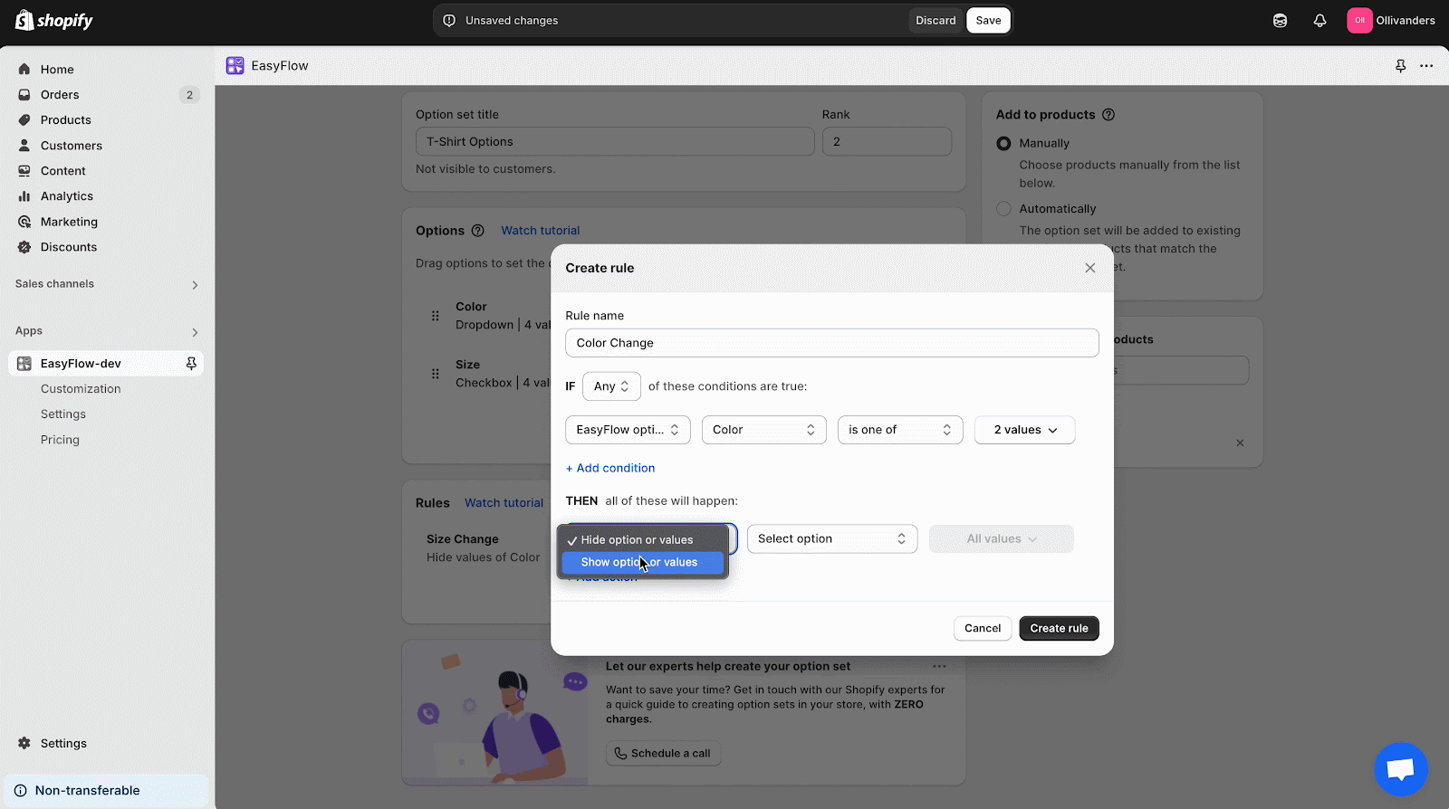 conditional logic in Shopify