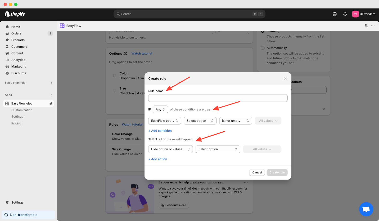 conditional logic in Shopify