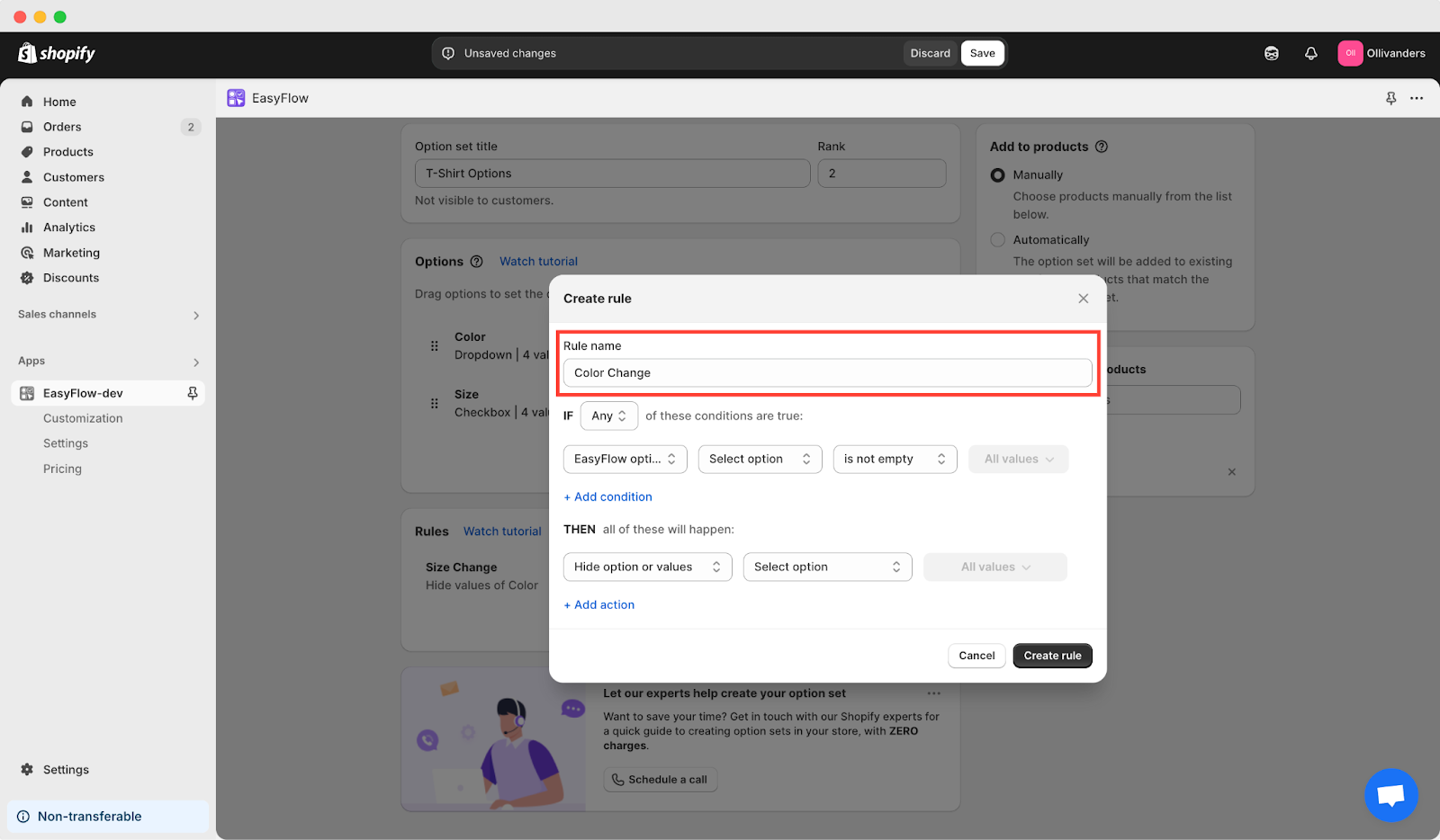 conditional logic in Shopify