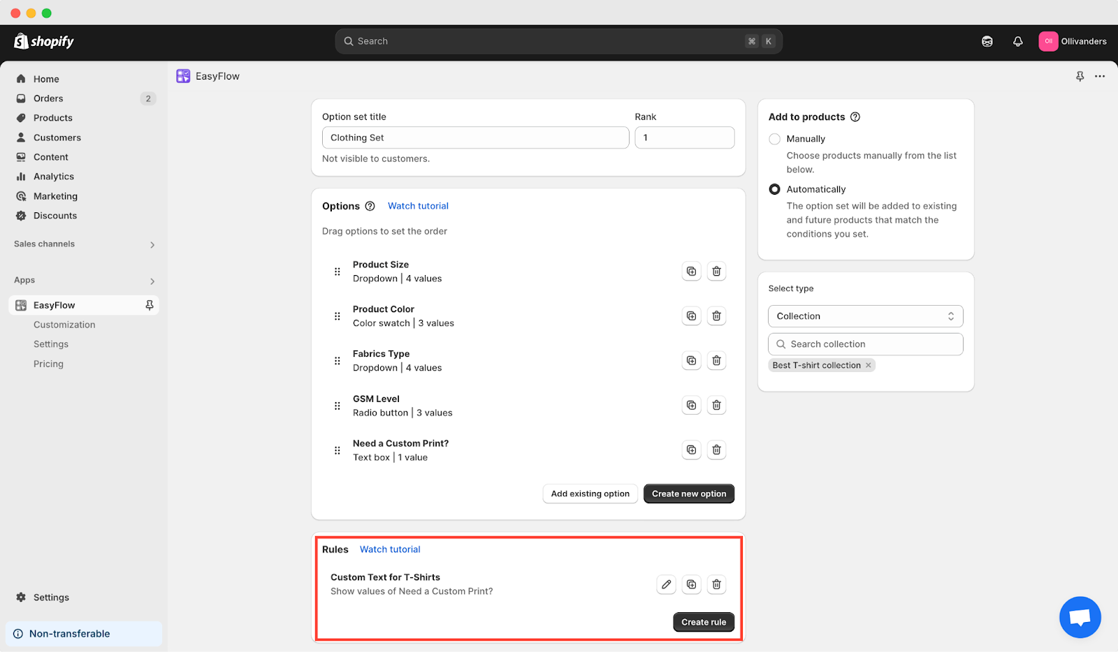 conditional logic in Shopify