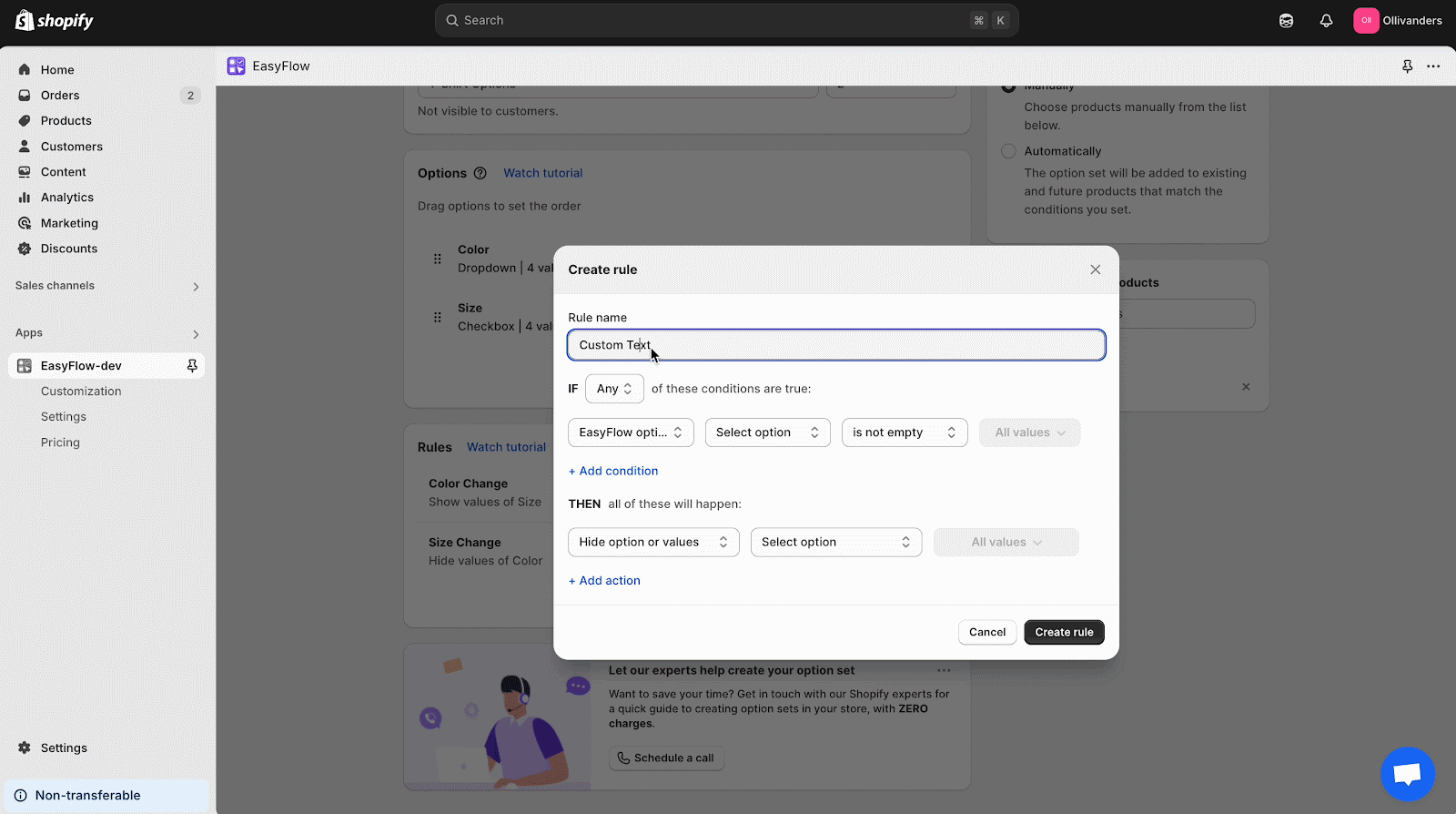 conditional logic in Shopify