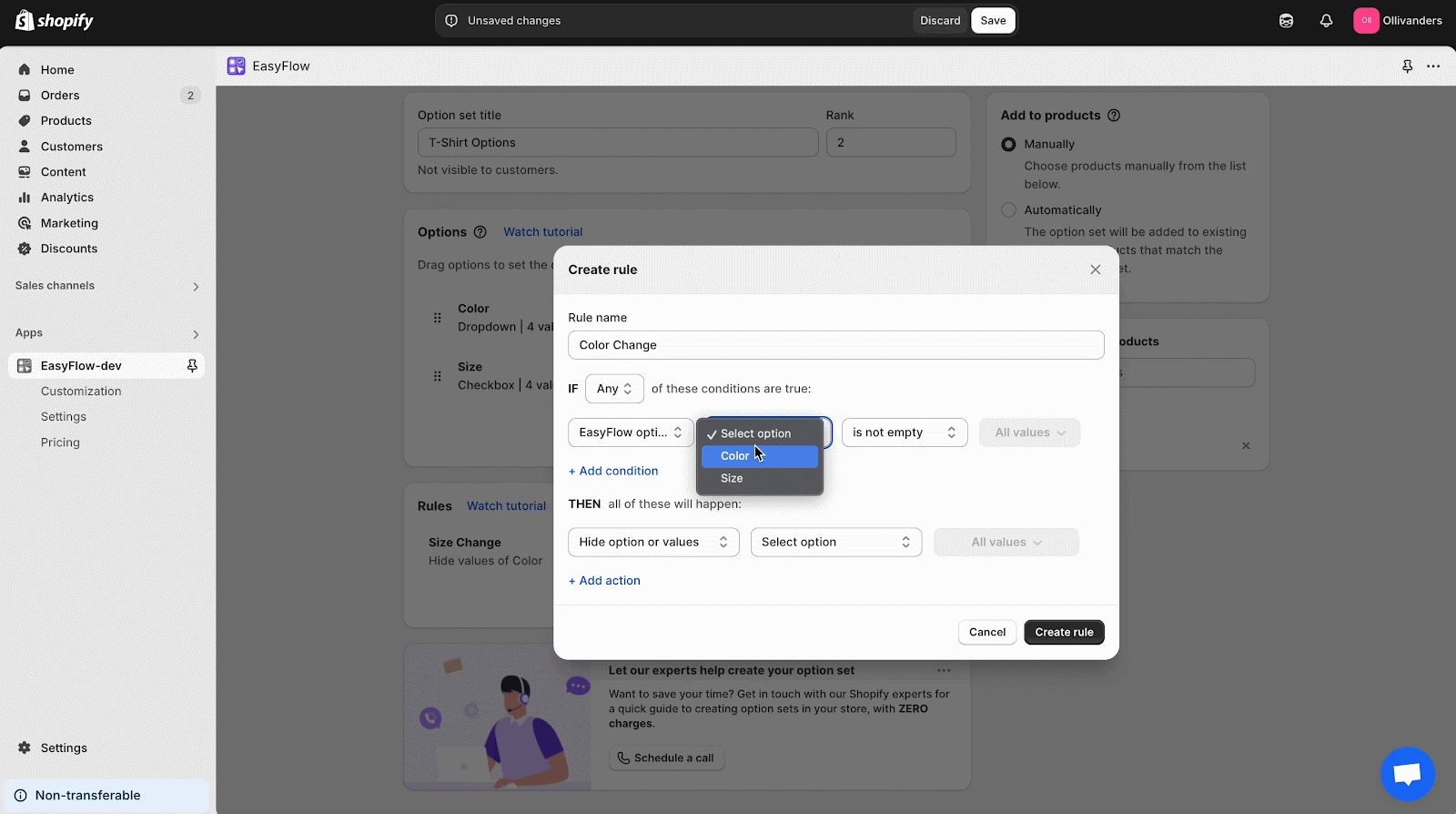 conditional logic in Shopify