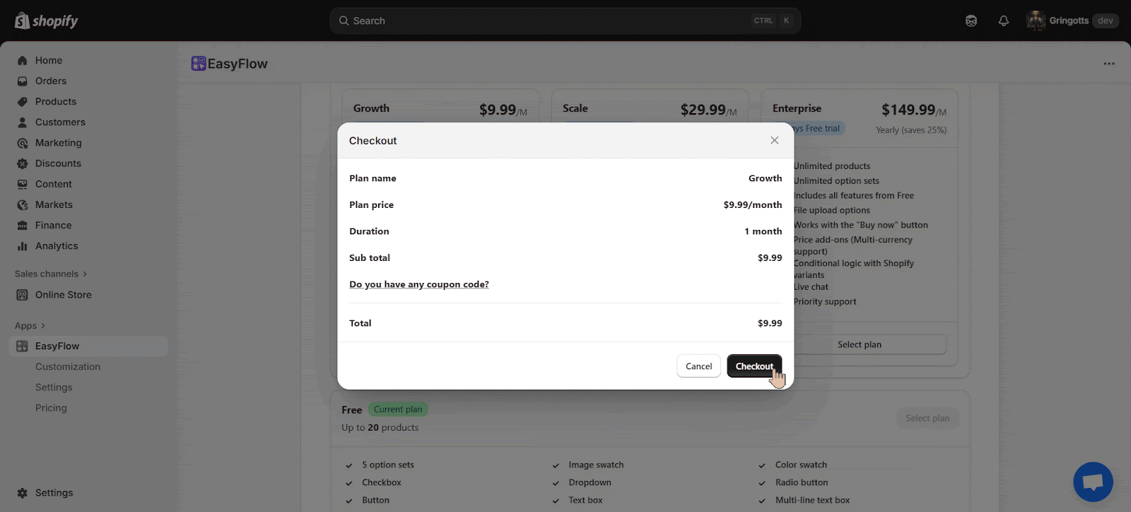 Upgrade the EasyFlow Plan