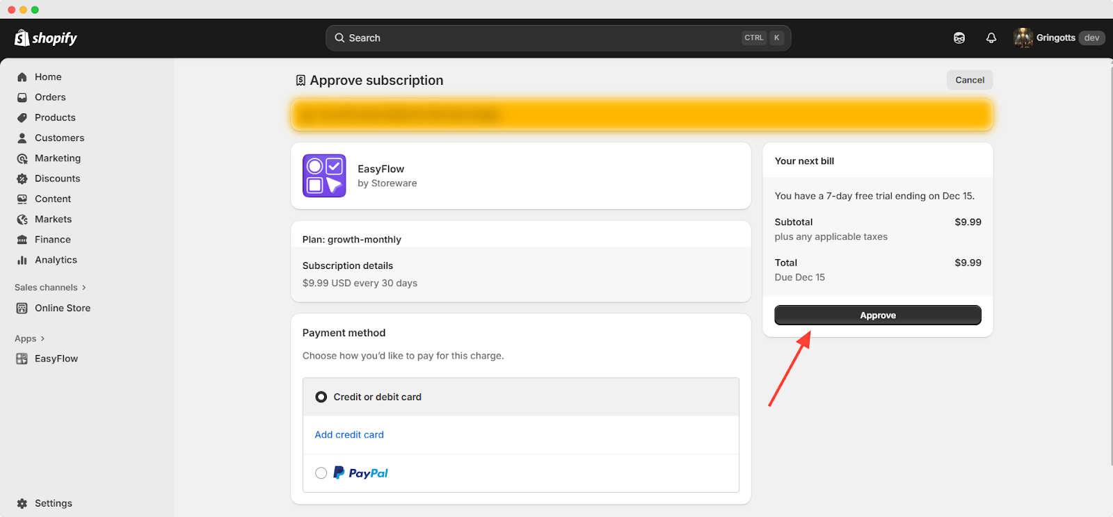 Upgrade the EasyFlow Plan