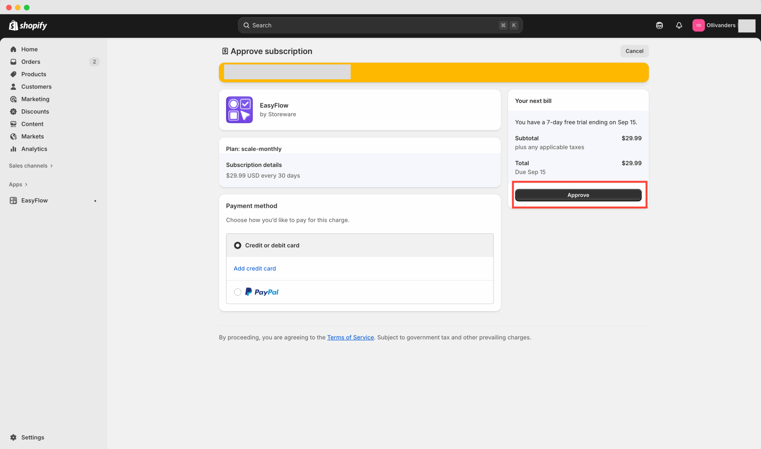 upgrade the EasyFlow plan