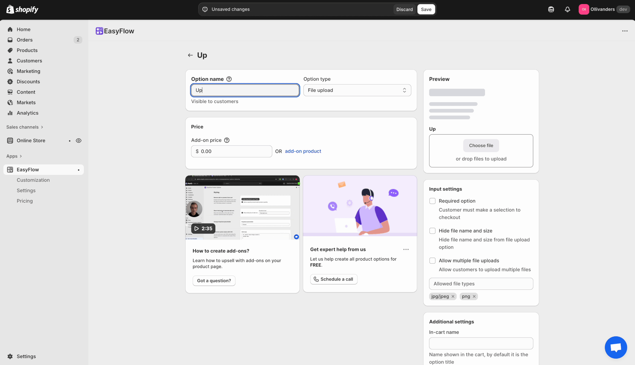 File Upload Option in EasyFlow