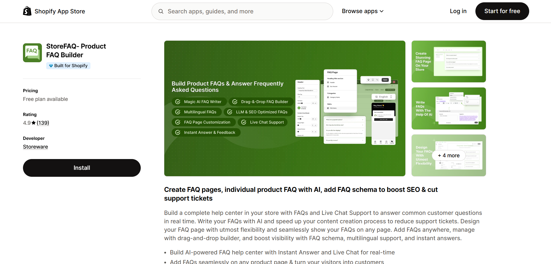 FAQ product builder