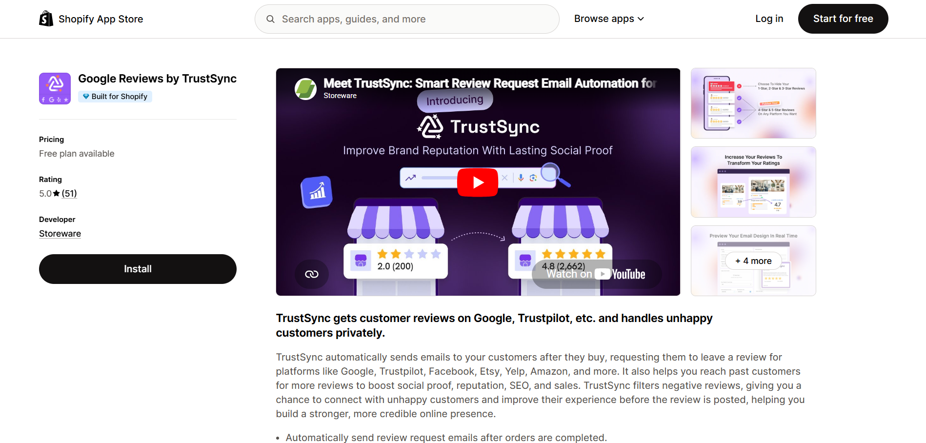 Collect store reviews with TrustSync