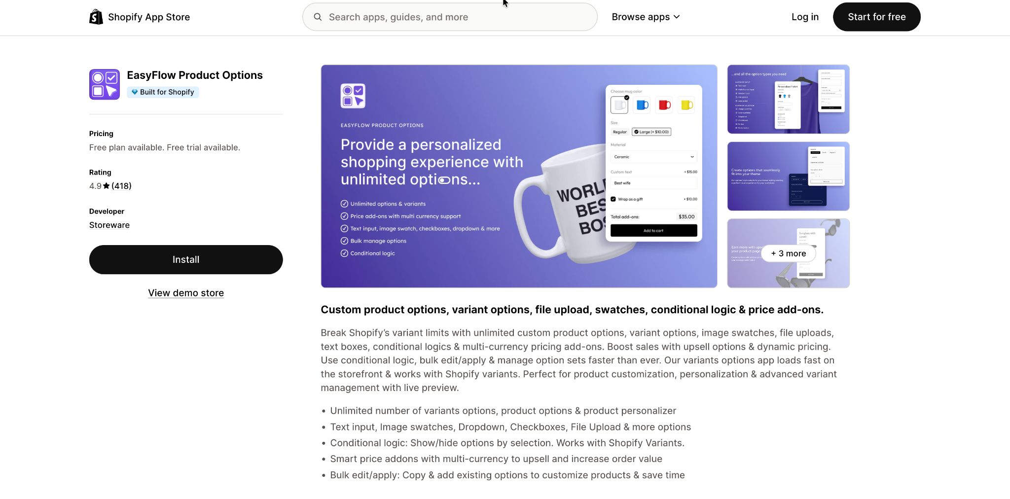 easyflow product options