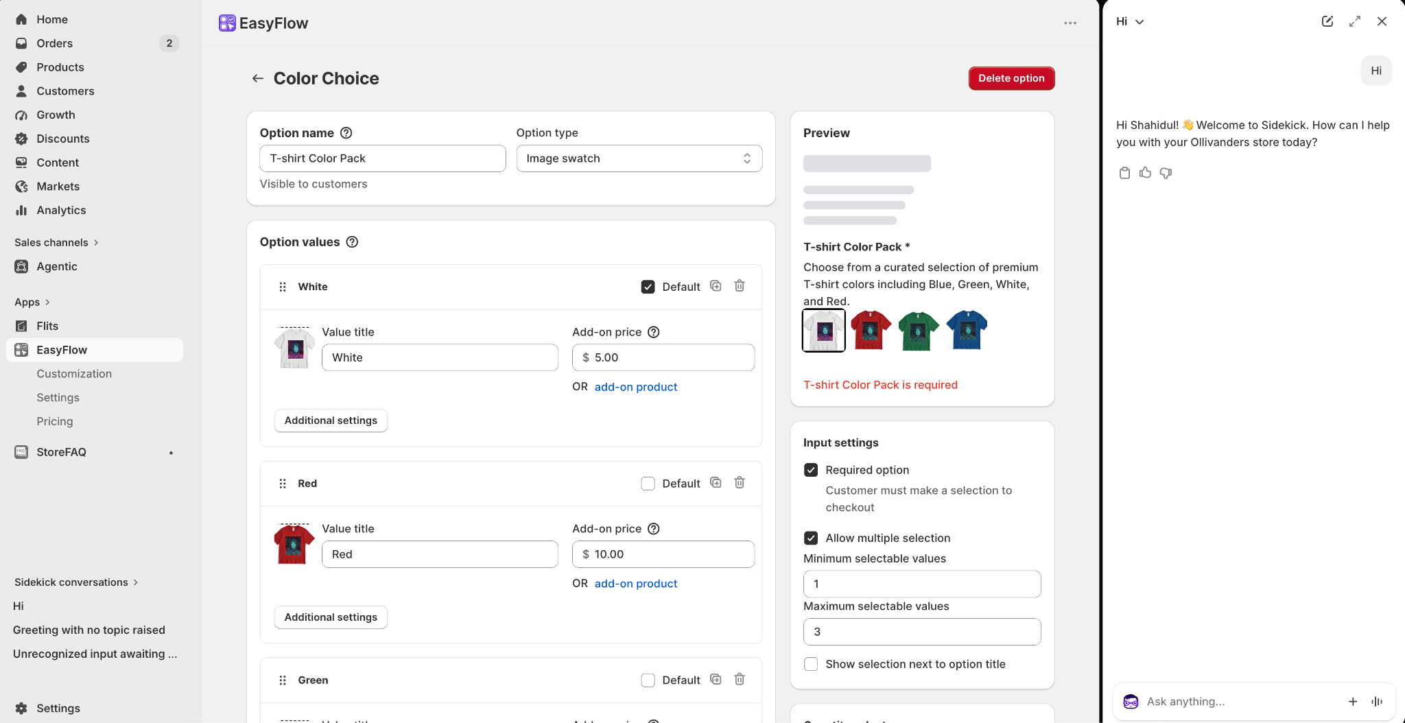 easyflow for shopify sidekick