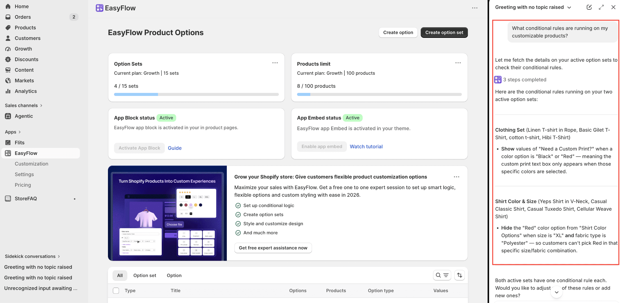 EasyFlow for Shopify Sidekick