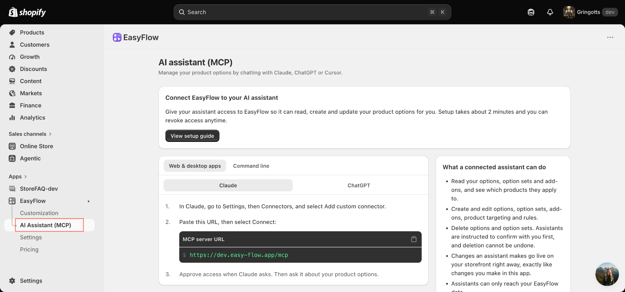 How to Use EasyFlow MCP for Product Option Customization in Shopify with Claude?
