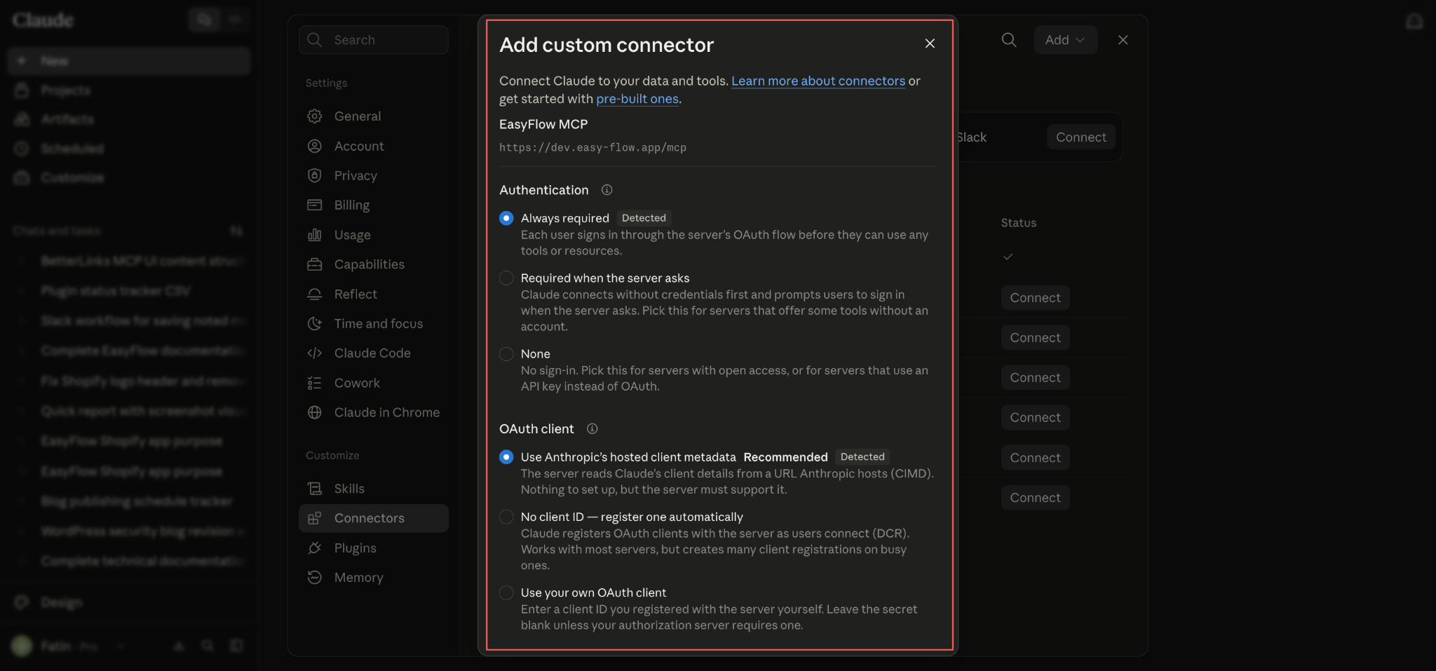 Claude then shows an approval screen listing the site you are connecting to and the access level being granted. Review it and select Add.