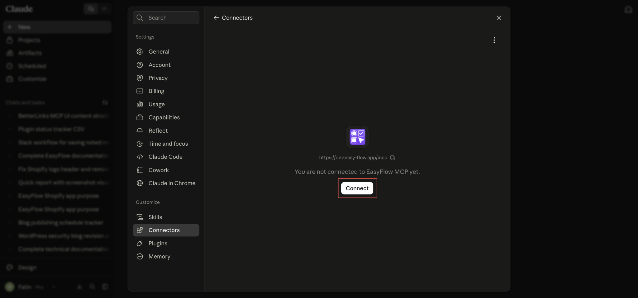 Once you have entered your credentials and selected your desired settings, simply tap Connect.