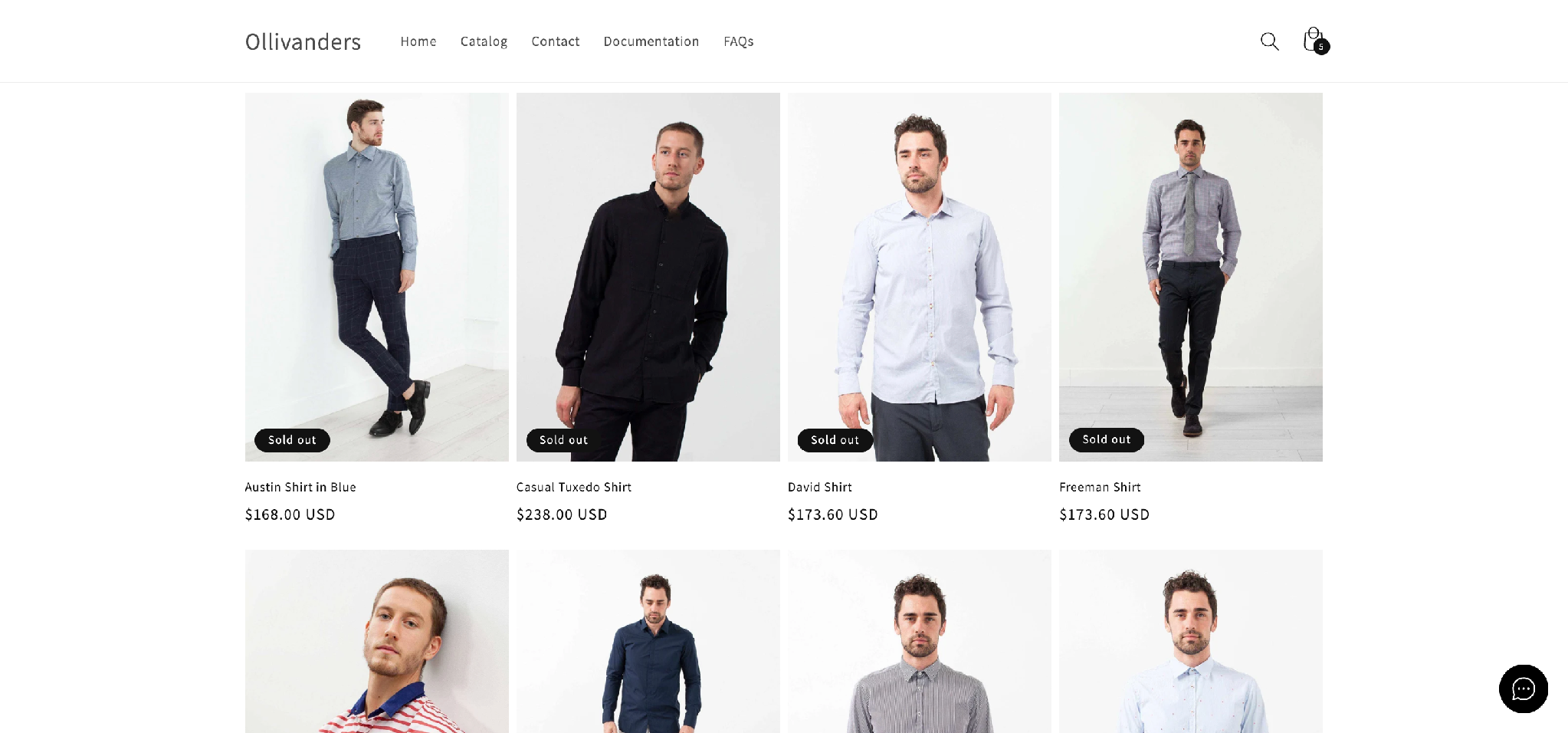 The live storefront catalogue, matching the products Claude Code returned.