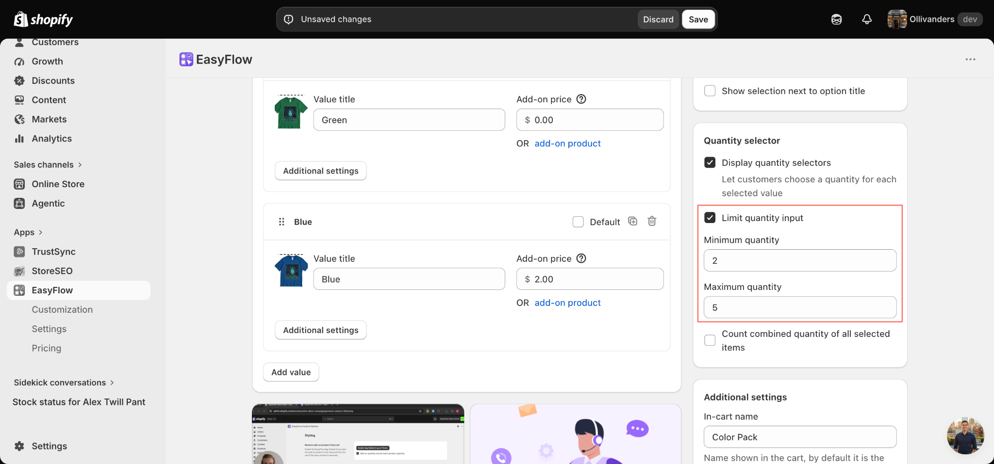How to Set Min/Max Limits for Product Options