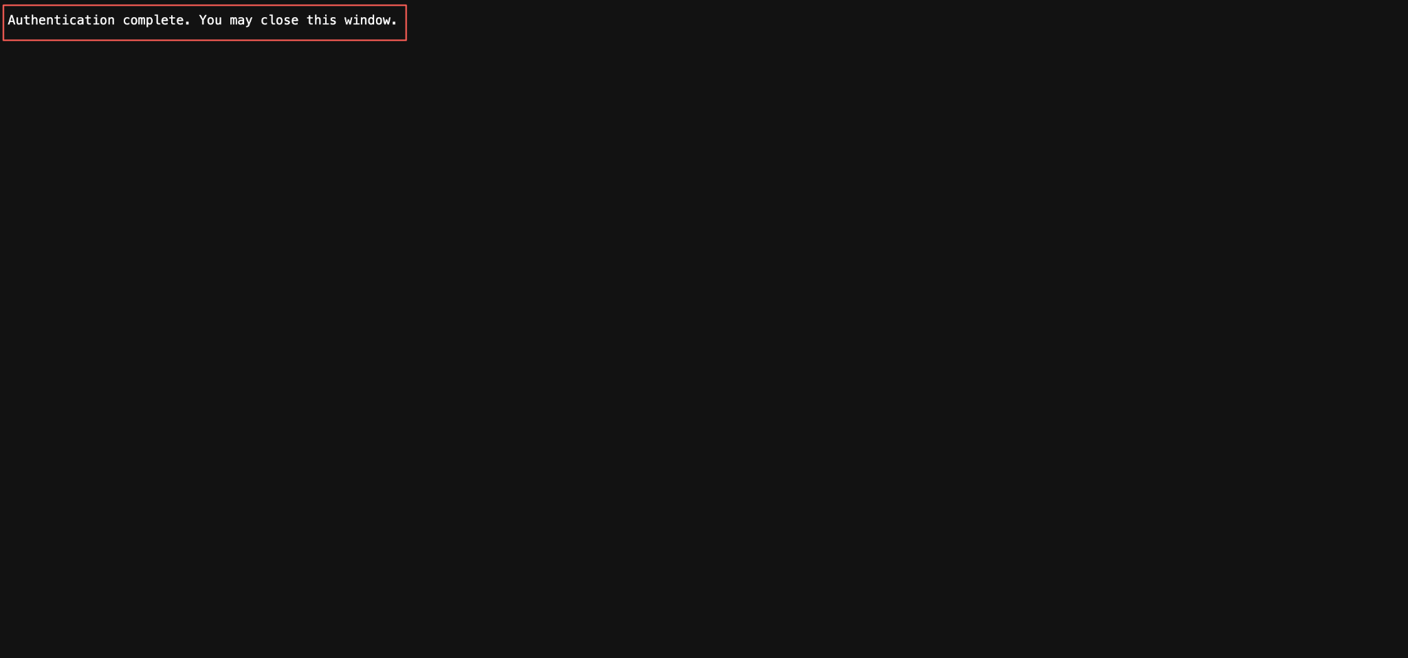 The browser tab confirming authentication is complete.