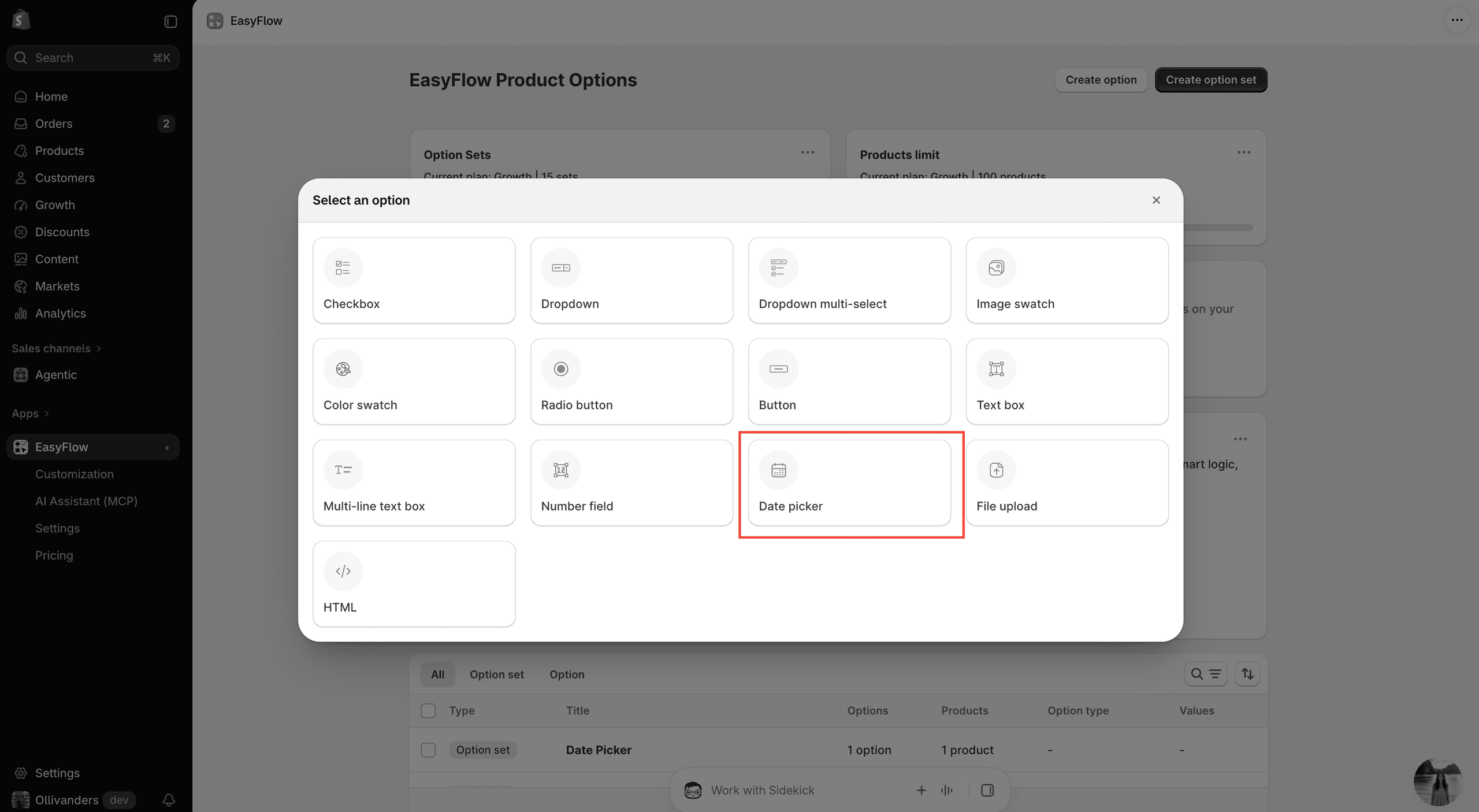 date picker in shopify